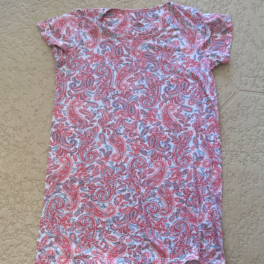 COZY Sleepwear Women's Paisley Print Nightshirt - Pink and Blue